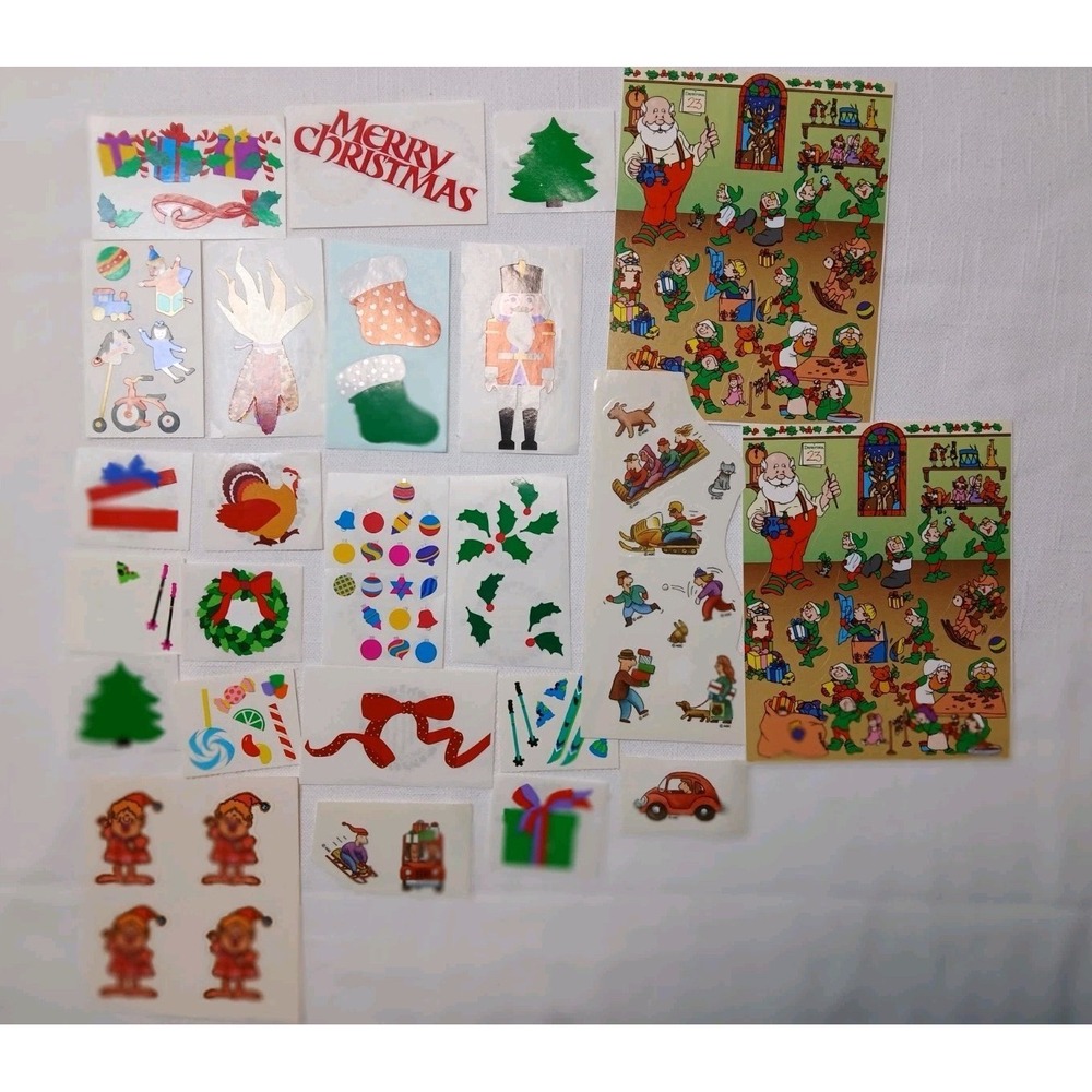 Vintage Christmas Stickers 80's 90's Christmas Sticker Sheets/Ms Grossman Lot